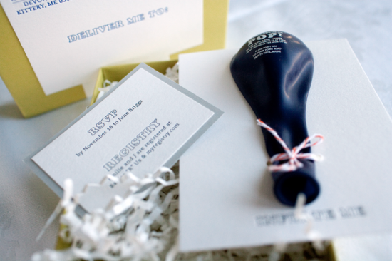 Balloon Baby Shower Invitations by Gus & Ruby Letterpress / Oh So Beautiful Paper