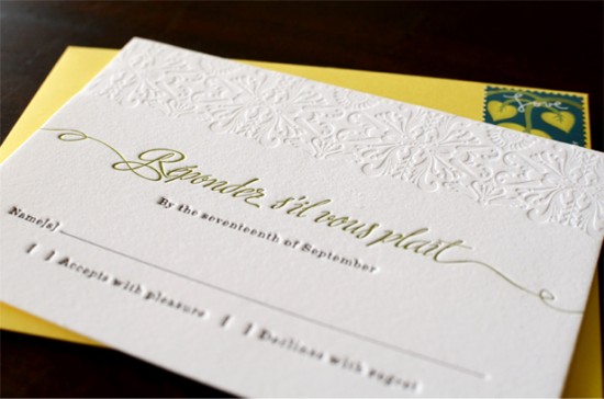 yellow-blind-deboss-letterpress-wedding-invitations-rsvp