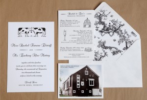 Custom Whimsical Letterpress Wedding Invitations from Swiss Cottage Design