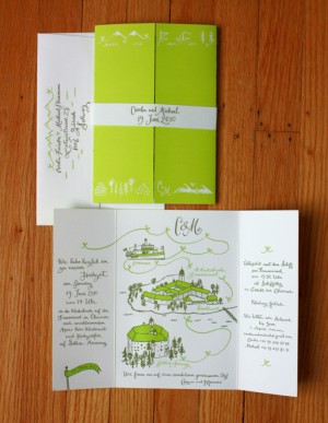 Custom Whimsical Illustrated Wedding Invitations by Bird and Banner