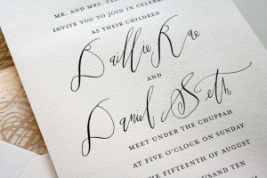 Custom Classic Calligraphy Letterpress Wedding Invitations from Parrot Design Studio