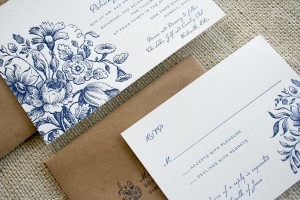 Custom Floral Letterpress Wedding Invitations from Parrot Design Studio