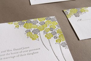 Custom Floral Letterpress Wedding Invitations from Pistachio Press
