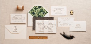 Custom Floral Classic Letterpress Wedding Invitations by Regas New York