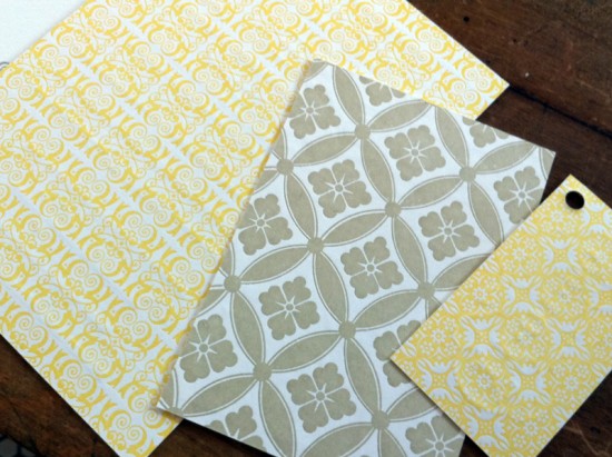 Yellow-Gray-Patterned-Letterpress-Wedding-Invitations-Reverse