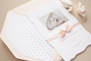 Custom Classic Letterpress Baby Announcements by Sugar Paper