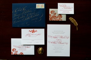 Custom Floral Letterpress Wedding Invitations from Parrot Design Studio