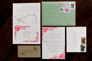 Custom Floral Letterpress Wedding Invitations from Parrot Design Studio