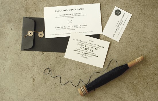 DIY Perforated Black and White Wedding Save the Date