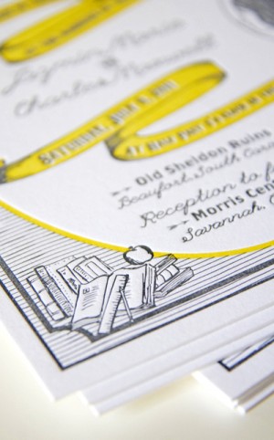 Yellow-Gray-Silhouette-Letterpress-Wedding-Invitations-Detail