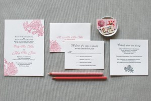Floral Modern Letterpress Wedding Invitations by The Aerialist Press