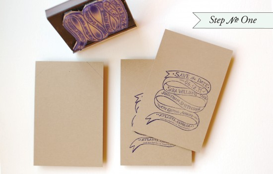 DIY Rubber Stamp Edge Painted Save the Dates