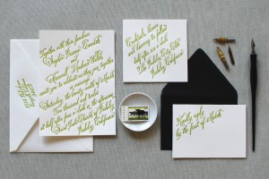 Calligraphy Letterpress Wedding Invitations by The Aerialist Press