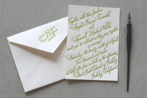 Calligraphy Modern Letterpress Wedding Invitations by The Aerialist Press