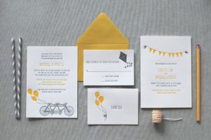 Custom Modern Letterpress Wedding Invitations by The Aerialist Press