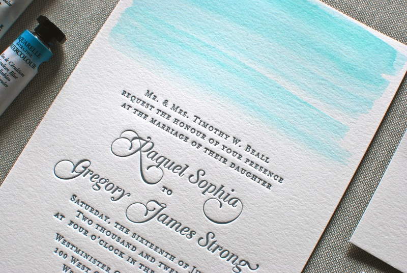 Watercolor Letterpress Wedding Invitations From The Aerialist Press