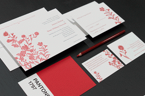 Custom Floral Letterpress Wedding Invitations by Albertine Press