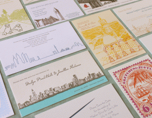 Custom Illustrated Letterpress Wedding Invitations by Albertine Press