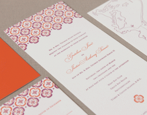 Custom Floral Letterpress Wedding Invitations by Albertine Press