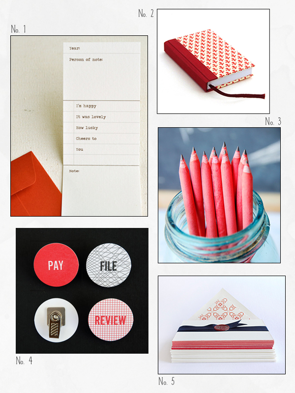 Red inspired office stationery