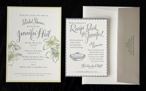 Unique Non Traditional Letterpress Bridal Shower Invitations by Ladyfingers Letterpress