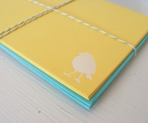 White Bird Hot Foil Little Bird Notecard Set in Yellow by Letter C Design