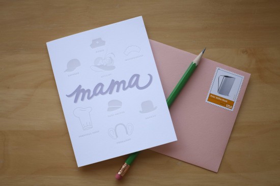 Mama Letterpress Greeting Card Hats Design by Papermade