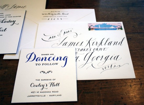 Black + White Letterpress Wedding Invitations by The Happy Envelope via Oh So Beautiful Paper (6)
