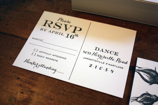 Black + White Letterpress Wedding Invitations by The Happy Envelope via Oh So Beautiful Paper (5)