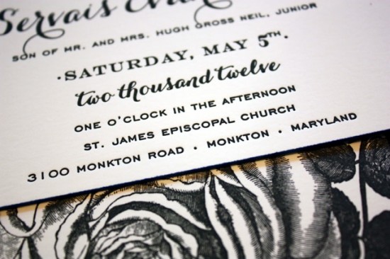 Black + White Letterpress Wedding Invitations by The Happy Envelope via Oh So Beautiful Paper (2)