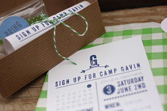 Camp-Inspired Birthday Party Invitations by Lemon and Lavender via Oh So Beautiful Paper (2)