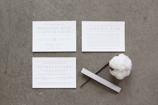 Understated Gray + White Wedding Invitations by Sideshow Press via Oh So Beautiful Paper (2)