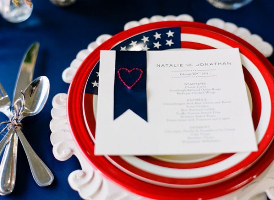 Day-of Wedding Stationery Inspiration and Ideas: Fourth of July via Oh So Beautiful Paper