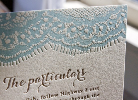 Vintage-Inspired Country Lace Wedding Invitations by Lucky Luxe Couture Correspondence via Oh So Beautiful Paper (2)