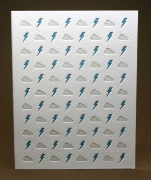Letterpress Lightning Bolt and Cloud Card by Letterpress Delicacies
