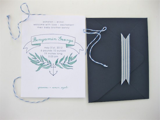 Nautical Birth Announcement by Paper + Ink via Oh So Beautiful Paper
