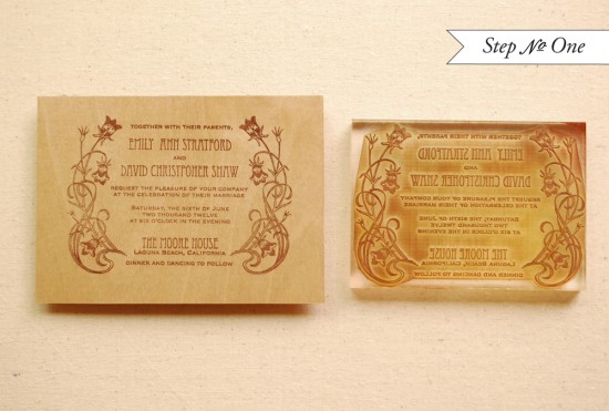 DIY Wood Veneer Wedding Invitations by Antiquaria via Oh So Beautiful Paper