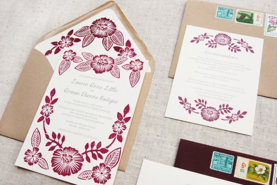 Katharine Watson Block Printed Wedding Invitations via Oh So Beautiful Paper (3)