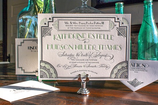 Great Gatsby Wedding Invitations by Lucky Luxe Couture Correspondence via Oh So Beautiful Paper (4)