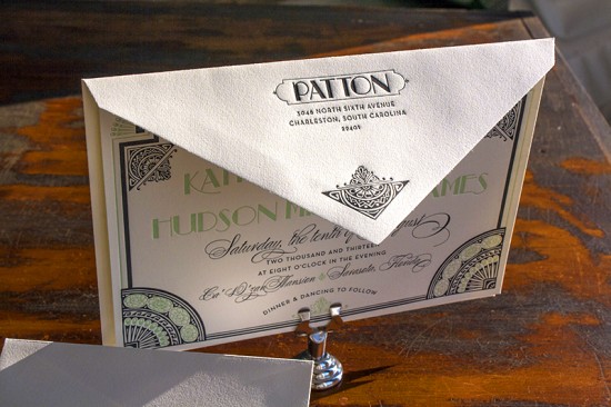 Great Gatsby Wedding Invitations by Lucky Luxe Couture Correspondence via Oh So Beautiful Paper (2)