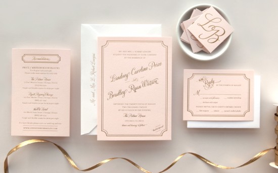 Pink and Gold Foil Wedding Invitations by Daily Sip Studios via Oh So Beautiful Paper (8)
