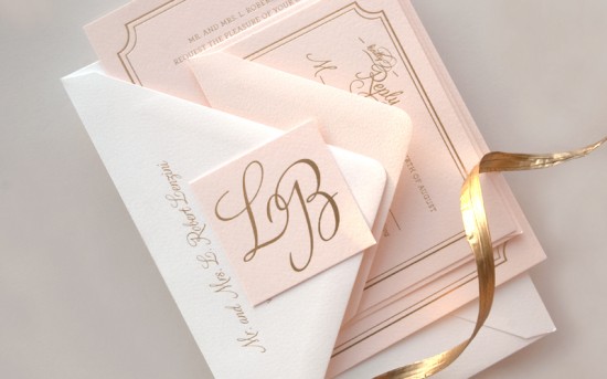 Pink and Gold Foil Wedding Invitations by Daily Sip Studios via Oh So Beautiful Paper (7)