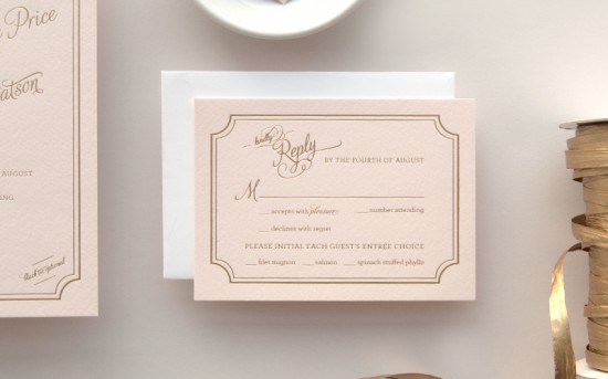 Pink and Gold Foil Wedding Invitations by Daily Sip Studios via Oh So Beautiful Paper (6)