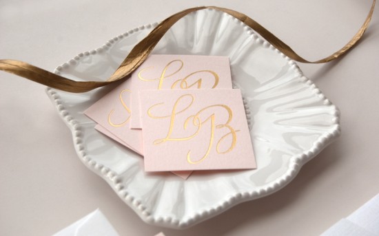 Pink and Gold Foil Wedding Invitations by Daily Sip Studios via Oh So Beautiful Paper (1)