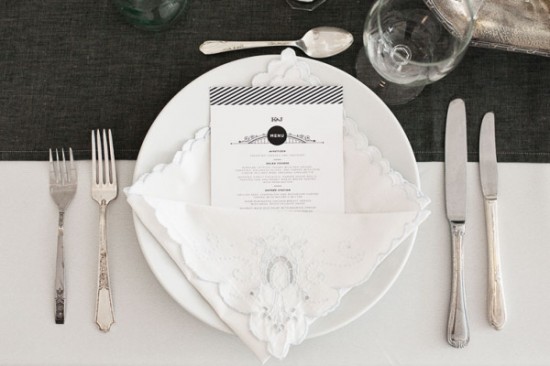 Day-Of Wedding Stationery Inspiration and Ideas: Black and White Stripes via Oh So Beautiful Paper