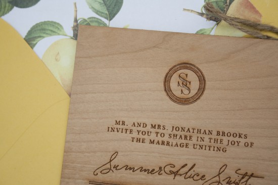 Wood Engraved Wedding Invitations via Oh So Beautiful Paper (4)