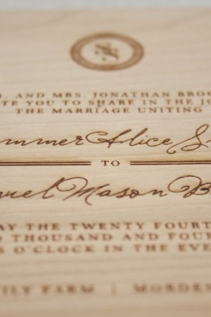 Wood Engraved Wedding Invitations via Oh So Beautiful Paper (3)