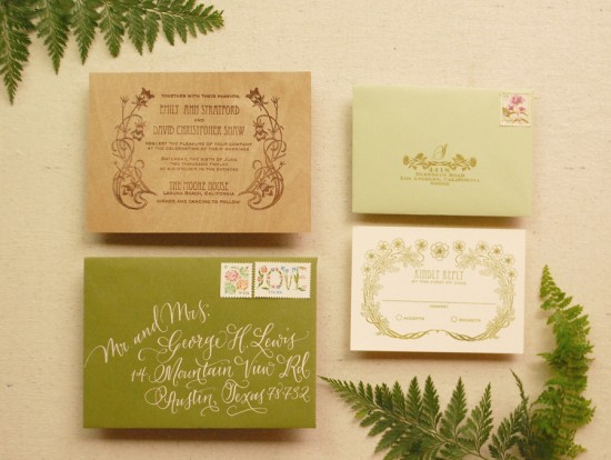 DIY Wood Veneer Wedding Invitations by Antiquaria via Oh So Beautiful Paper