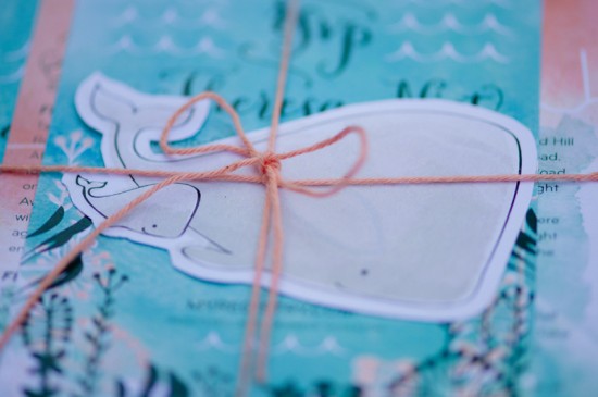 Whale Theme Baby Shower Invitations by Meghan Hopkins Sokorai via Oh So Beautiful Paper