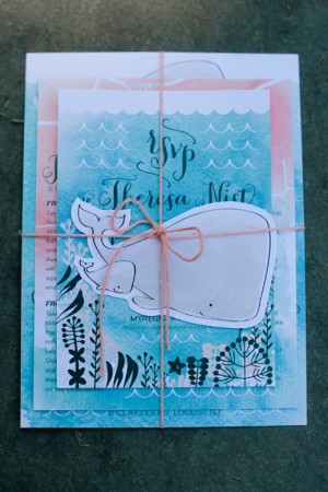 Whale Theme Baby Shower Invitations by Meghan Hopkins Sokorai via Oh So Beautiful Paper